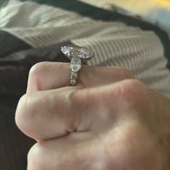 Silver & Created Diamond Ring - Picture 10 of 12